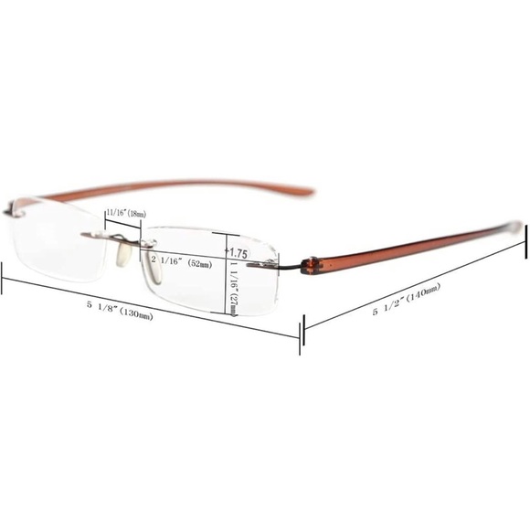 New Readers Small Lenes Rimless Reading Glasses Men Women +0.75 Strength - Picture 3 of 4